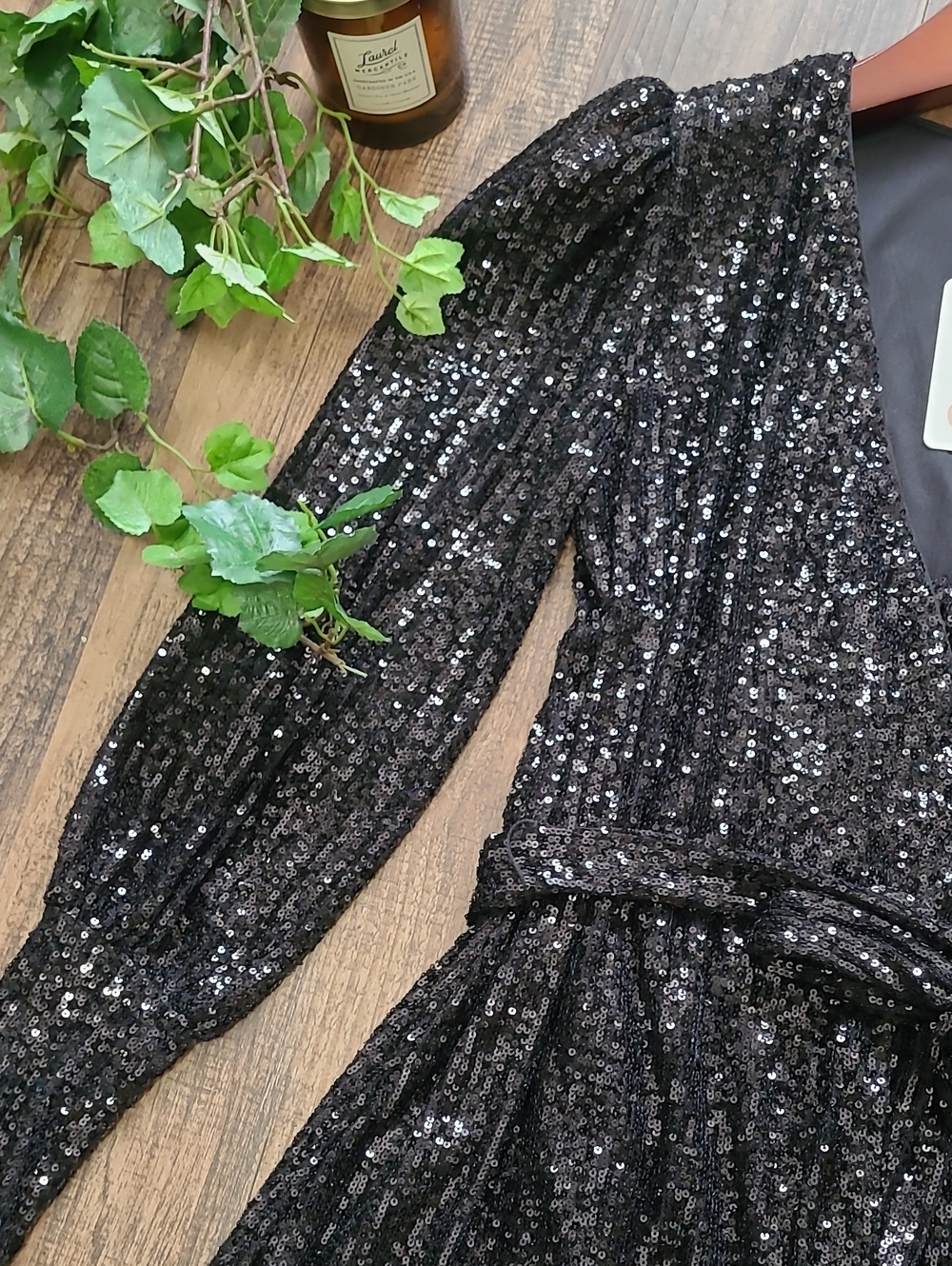 Black Sequin Mini Dress  NWT - Picture 5 of 9